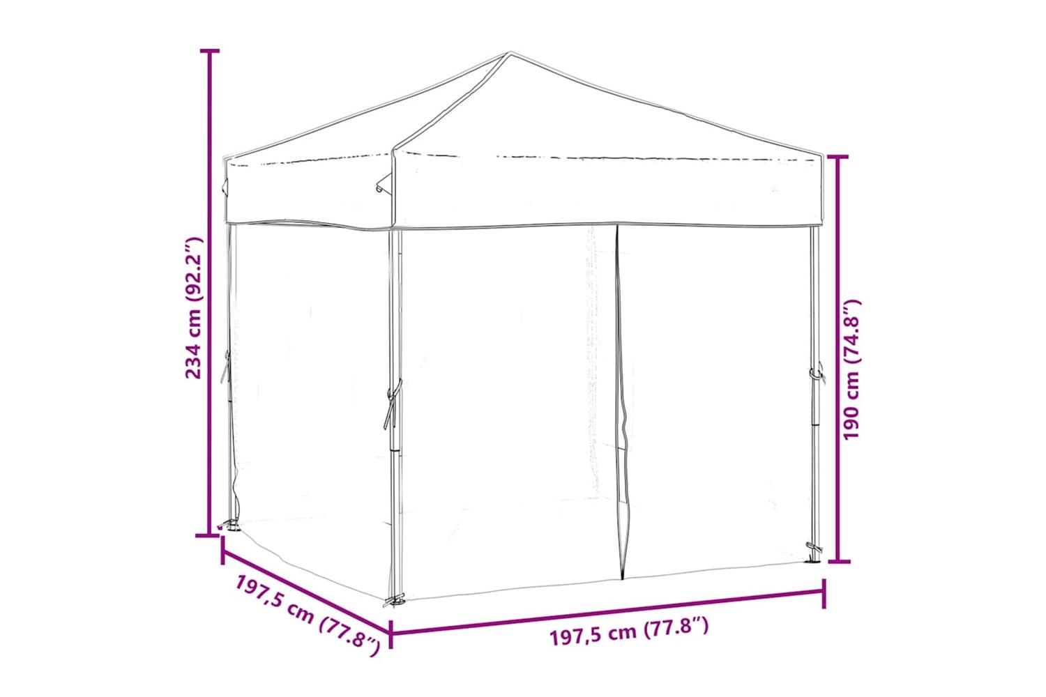 Vidaxl 93506 Folding Party Tent With Sidewalls Red 2x2 M-9