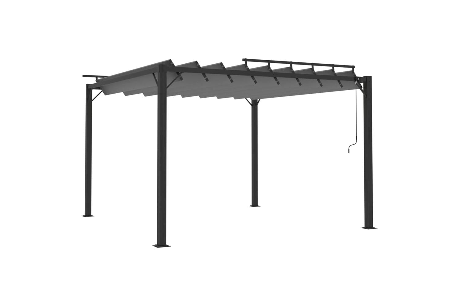Vidaxl Gazebo With Louvered Roof 3x3 M Anthracite Fabric And Aluminium-2