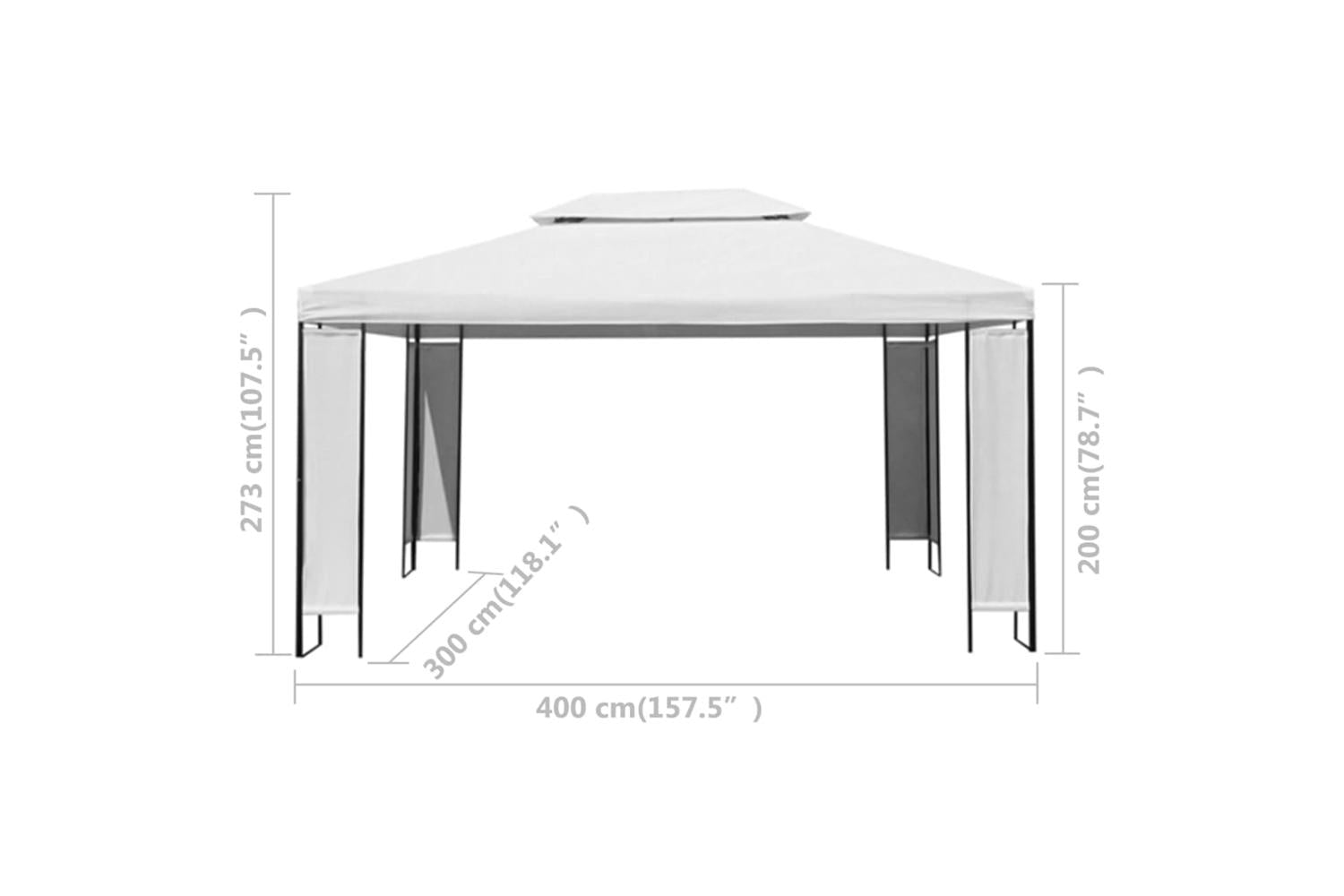 Vidaxl 3070301 Gazebo With Led String Lights White 3x4 M-9