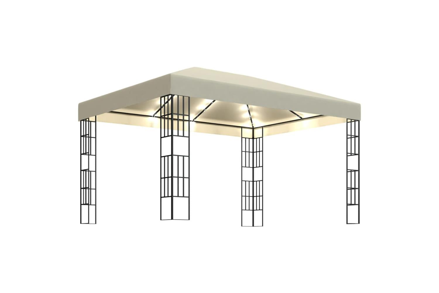 Vidaxl 3070321 Gazebo With Led String Lights 3x4 M Cream-2