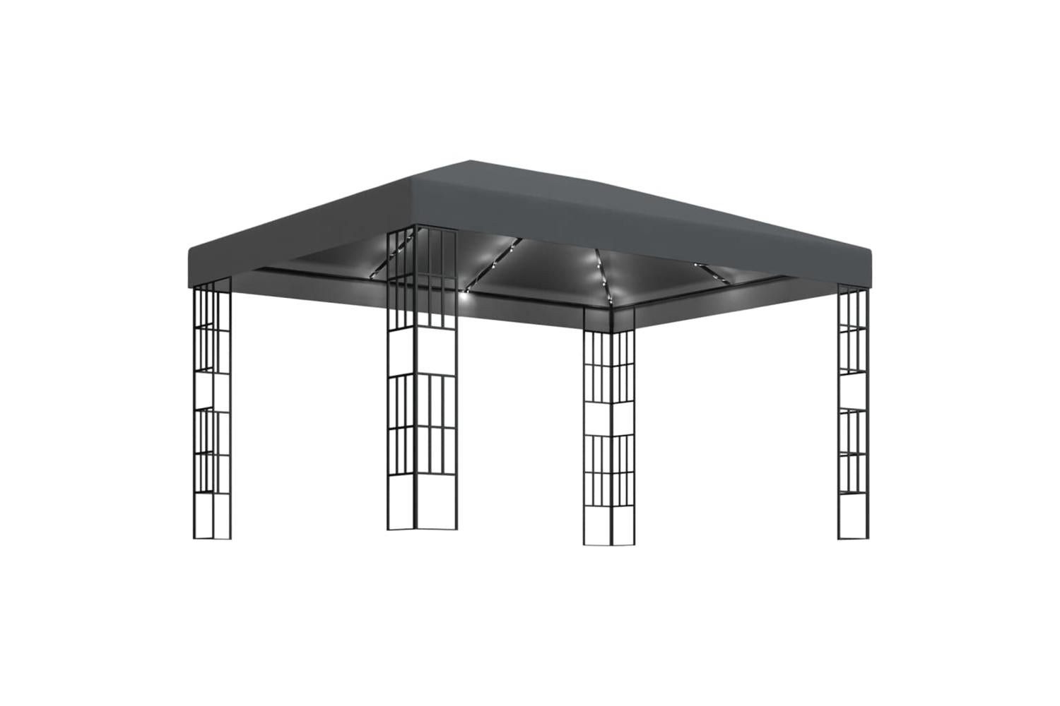 Vidaxl 3070323 Gazebo With Led String Lights 3x4 M Anthracite