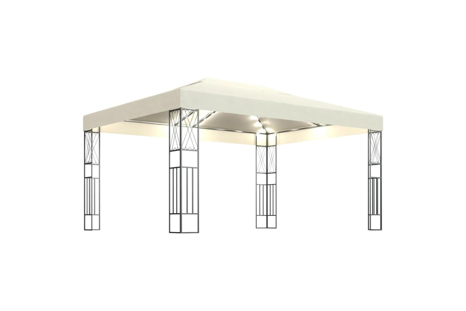 Vidaxl 3070328 Gazebo With Led String Lights 3x4 M Cream Fabric-2