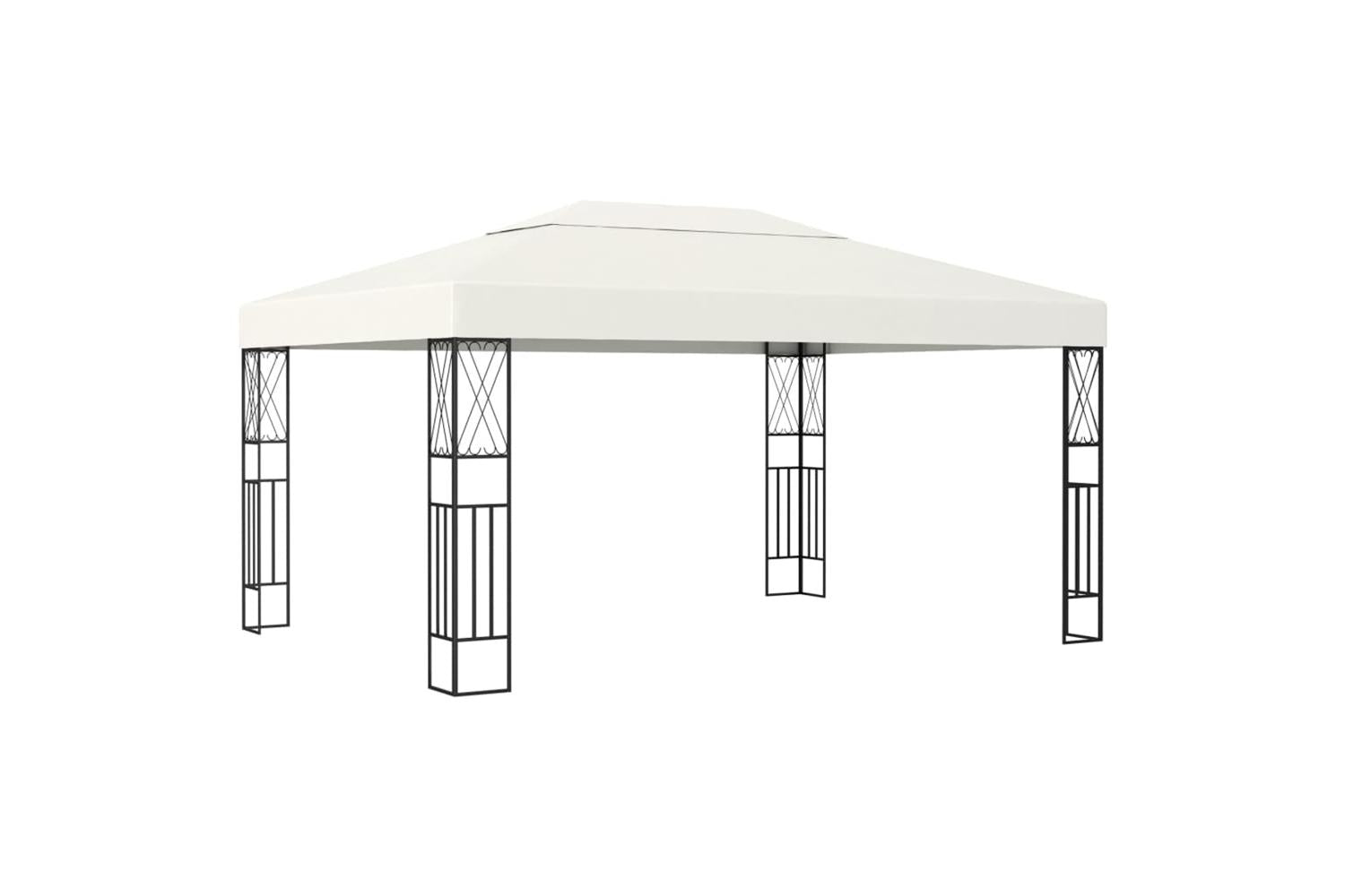 Vidaxl 3070328 Gazebo With Led String Lights 3x4 M Cream Fabric-3