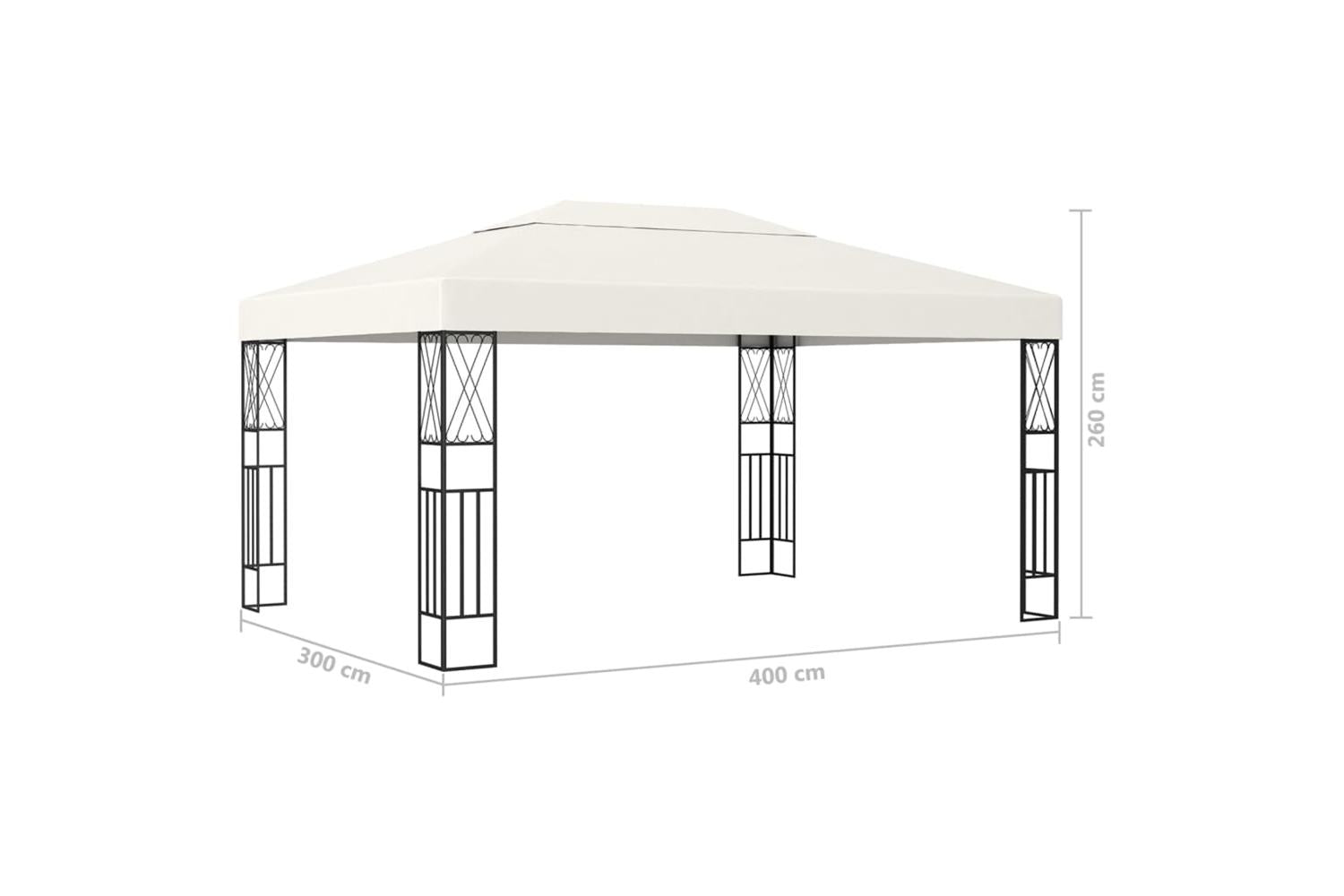 Vidaxl 3070328 Gazebo With Led String Lights 3x4 M Cream Fabric-10