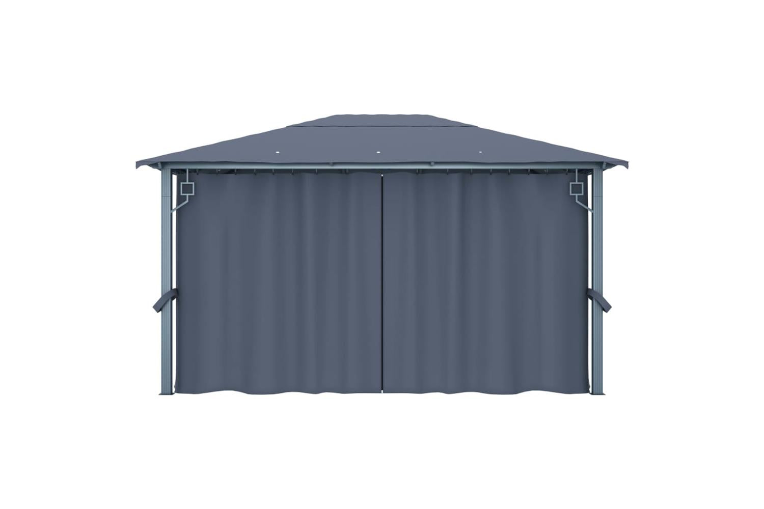 Vidaxl 3070336 Gazebo With Curtain&led String Lights 4x3 M Anthracite Aluminium-8