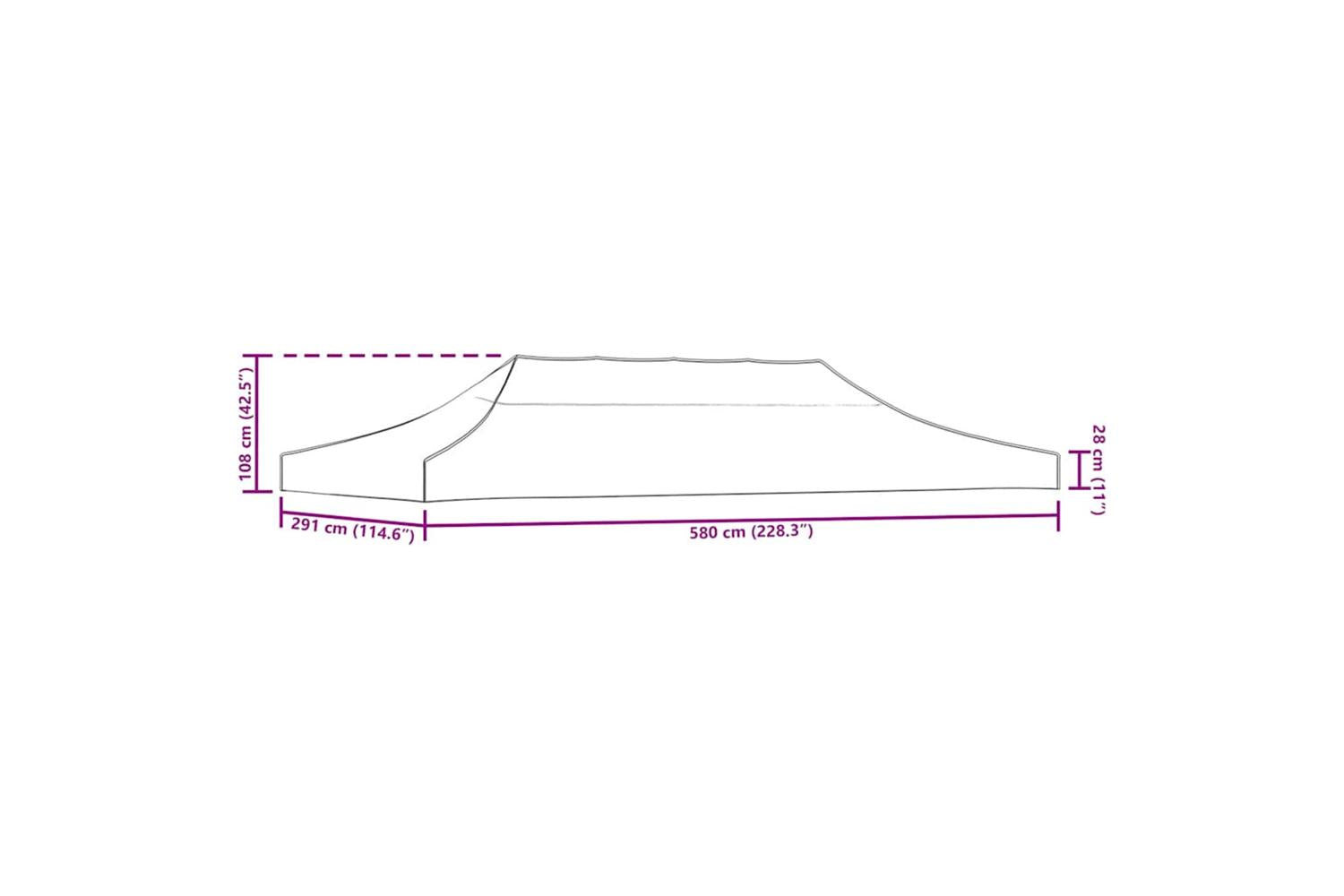 Vidaxl 315332 Party Tent Roof 6x3 M Brown 270 G/mâ²-6