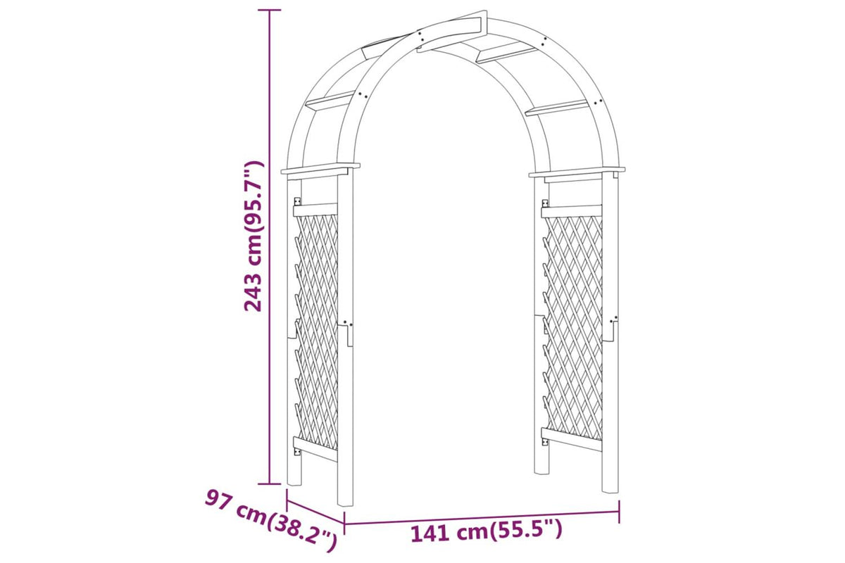 vidaXL 318420 Arch With Trellis 141x97x243cm Impregnated Solid Wood Pine-6