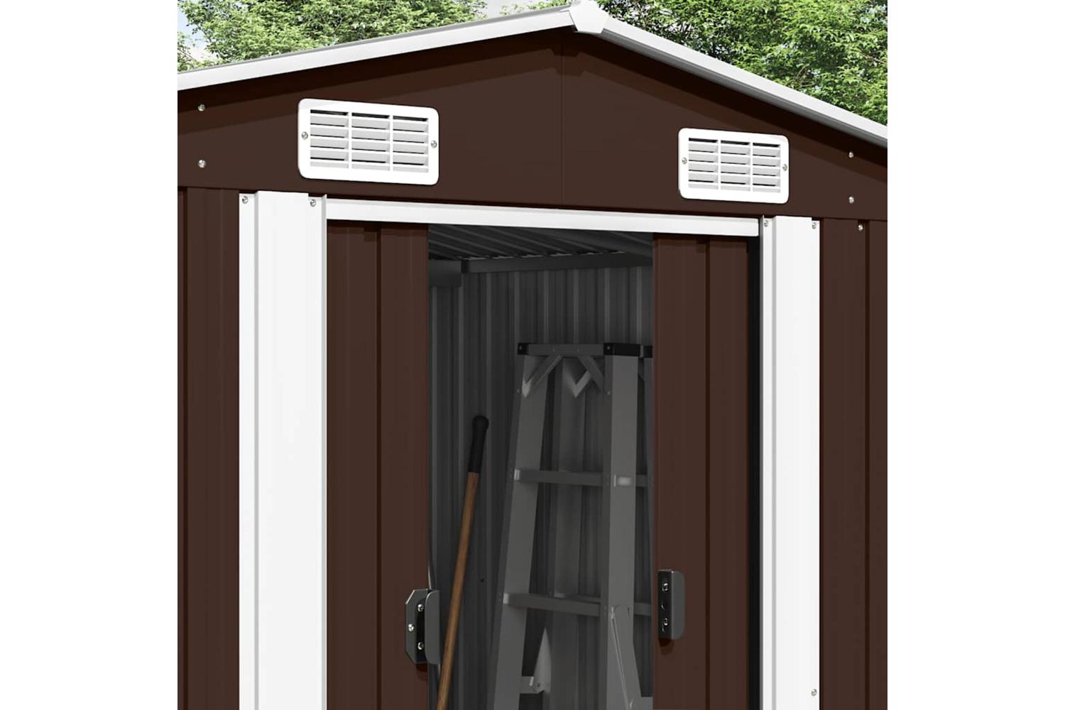 vidaXL 143347 Garden Shed 257x392x181cm Metal Brown-3