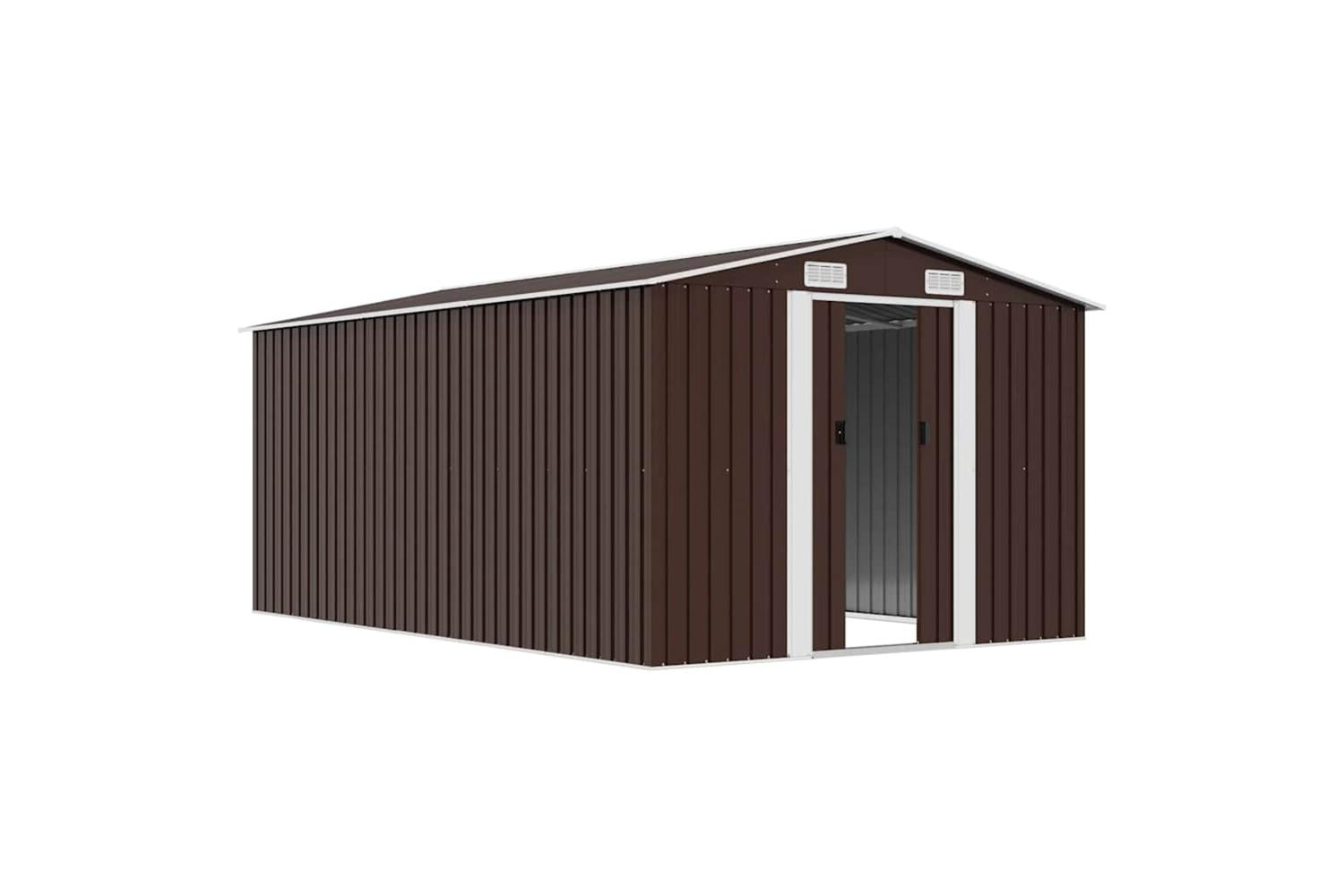 vidaXL 143347 Garden Shed 257x392x181cm Metal Brown-4