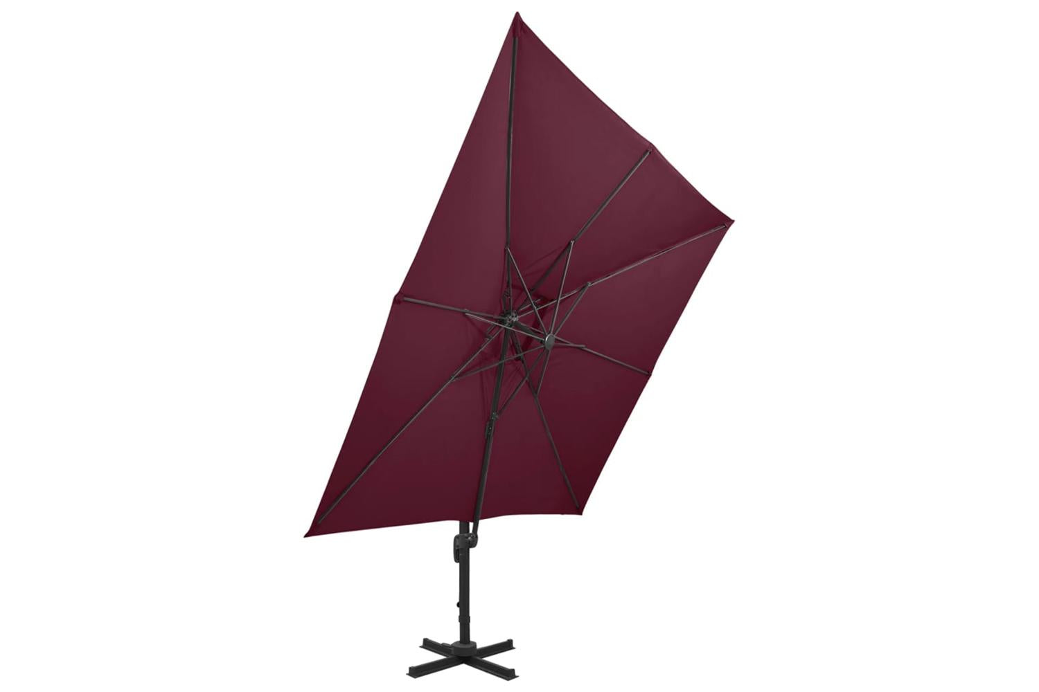 vidaXL 312380 Cantilever Umbrella With Double Top 300x300cm Bordeaux Red-2