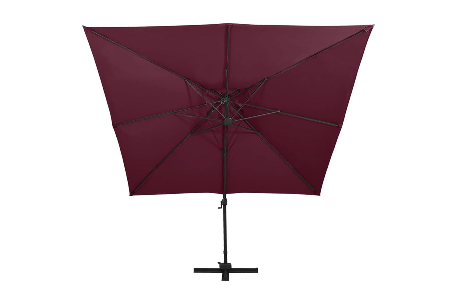 vidaXL 312380 Cantilever Umbrella With Double Top 300x300cm Bordeaux Red-3