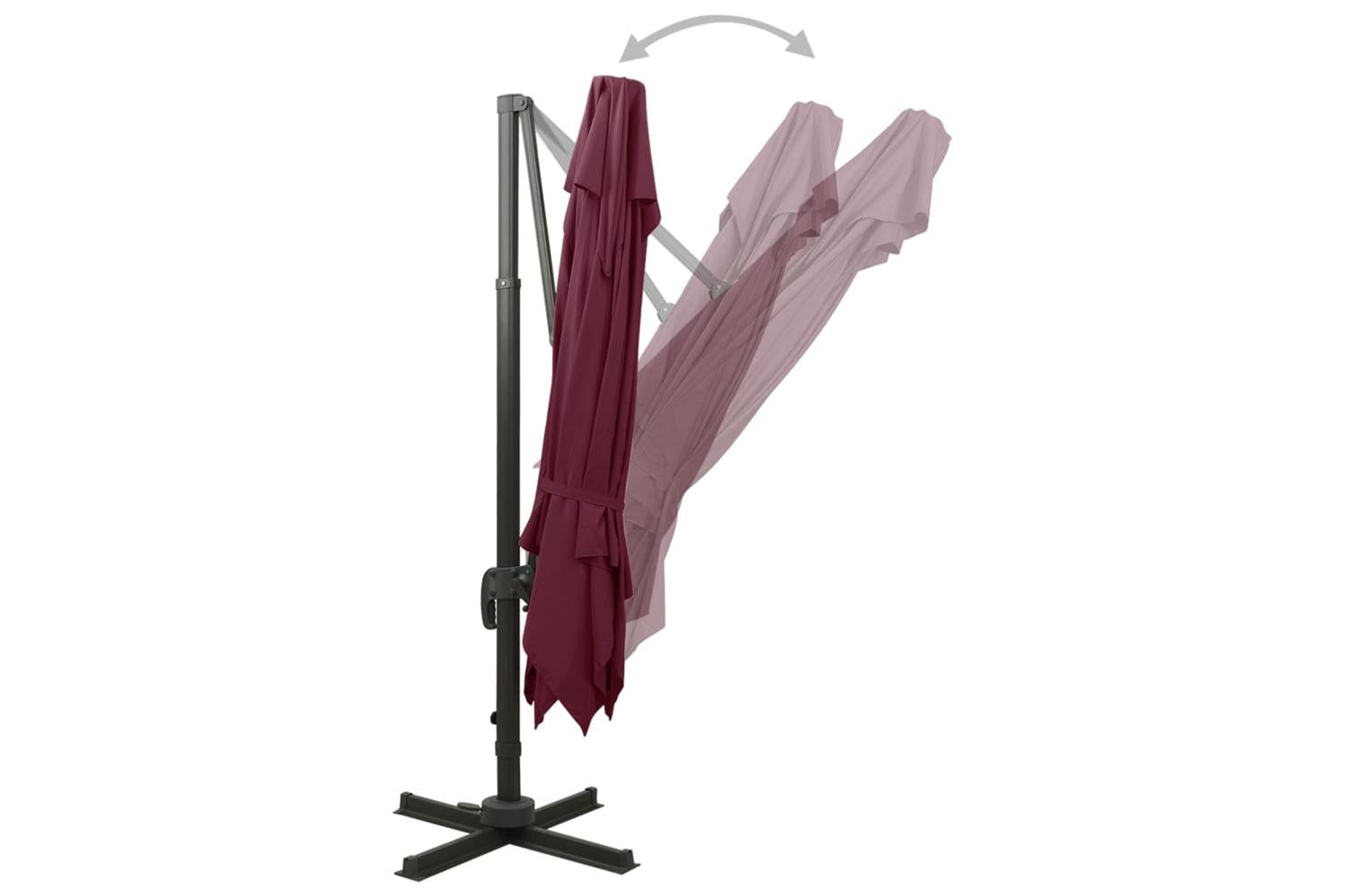 vidaXL 312380 Cantilever Umbrella With Double Top 300x300cm Bordeaux Red-4