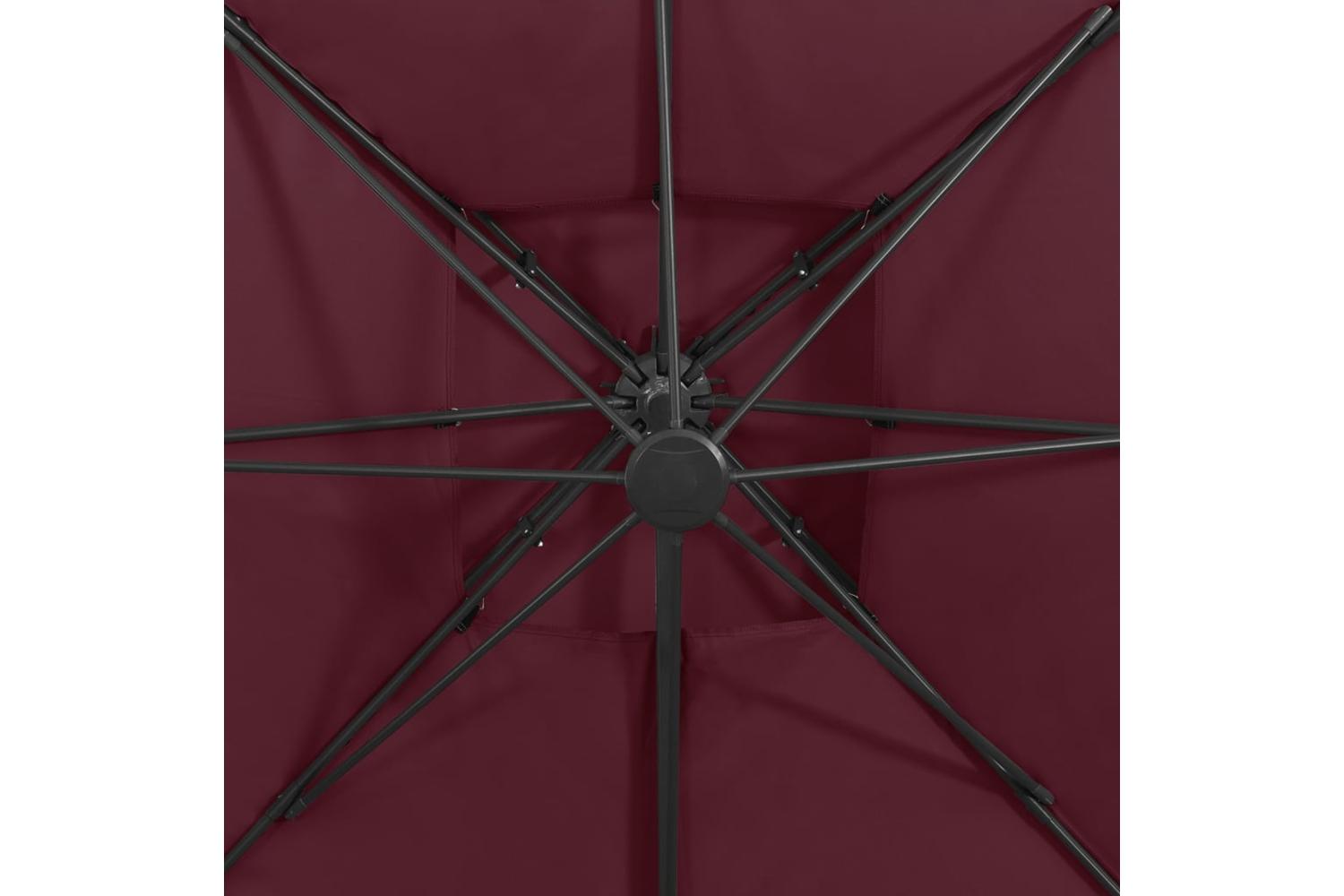 vidaXL 312380 Cantilever Umbrella With Double Top 300x300cm Bordeaux Red-8