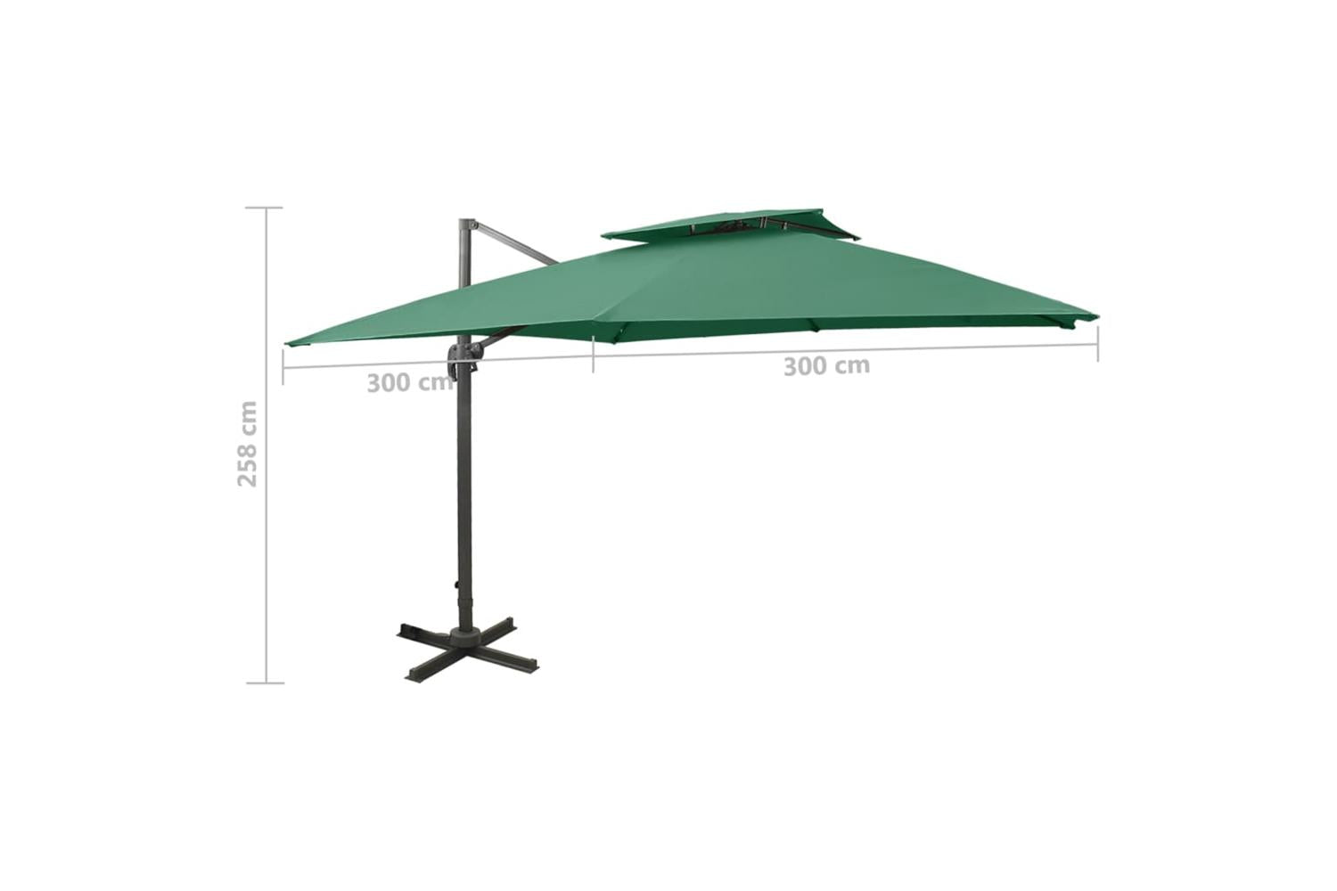 vidaXL 312370 Cantilever Umbrella With Double Top 300x300cm Green-9