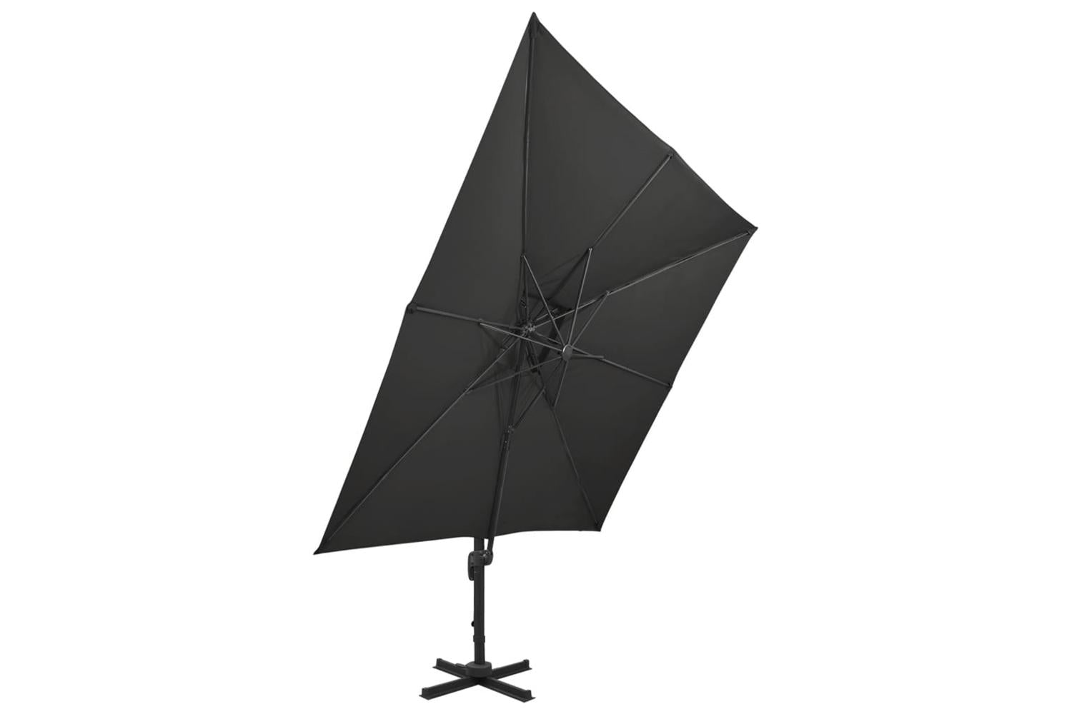 vidaXL 312376 Cantilever Umbrella With Double Top 300x300cm Black-2