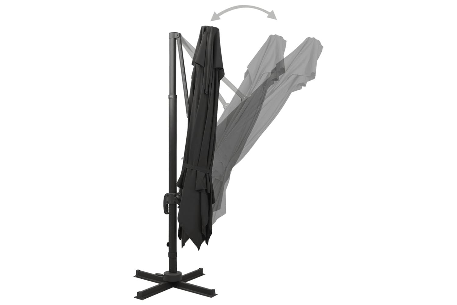 vidaXL 312376 Cantilever Umbrella With Double Top 300x300cm Black-4