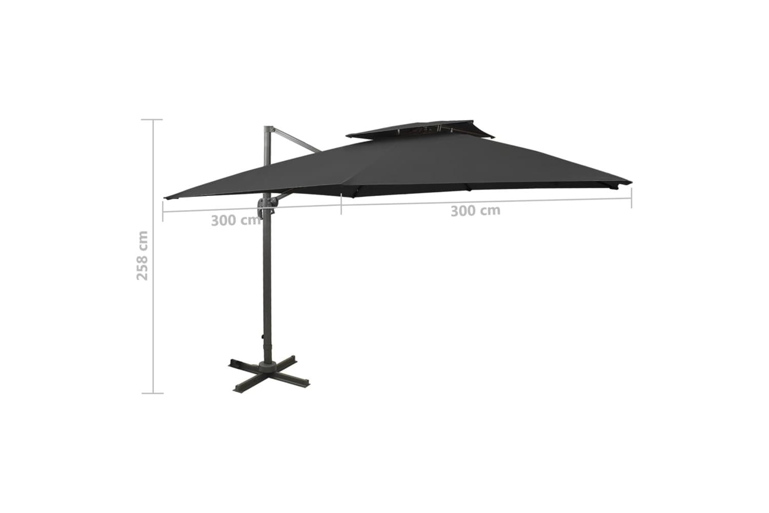 vidaXL 312376 Cantilever Umbrella With Double Top 300x300cm Black-9