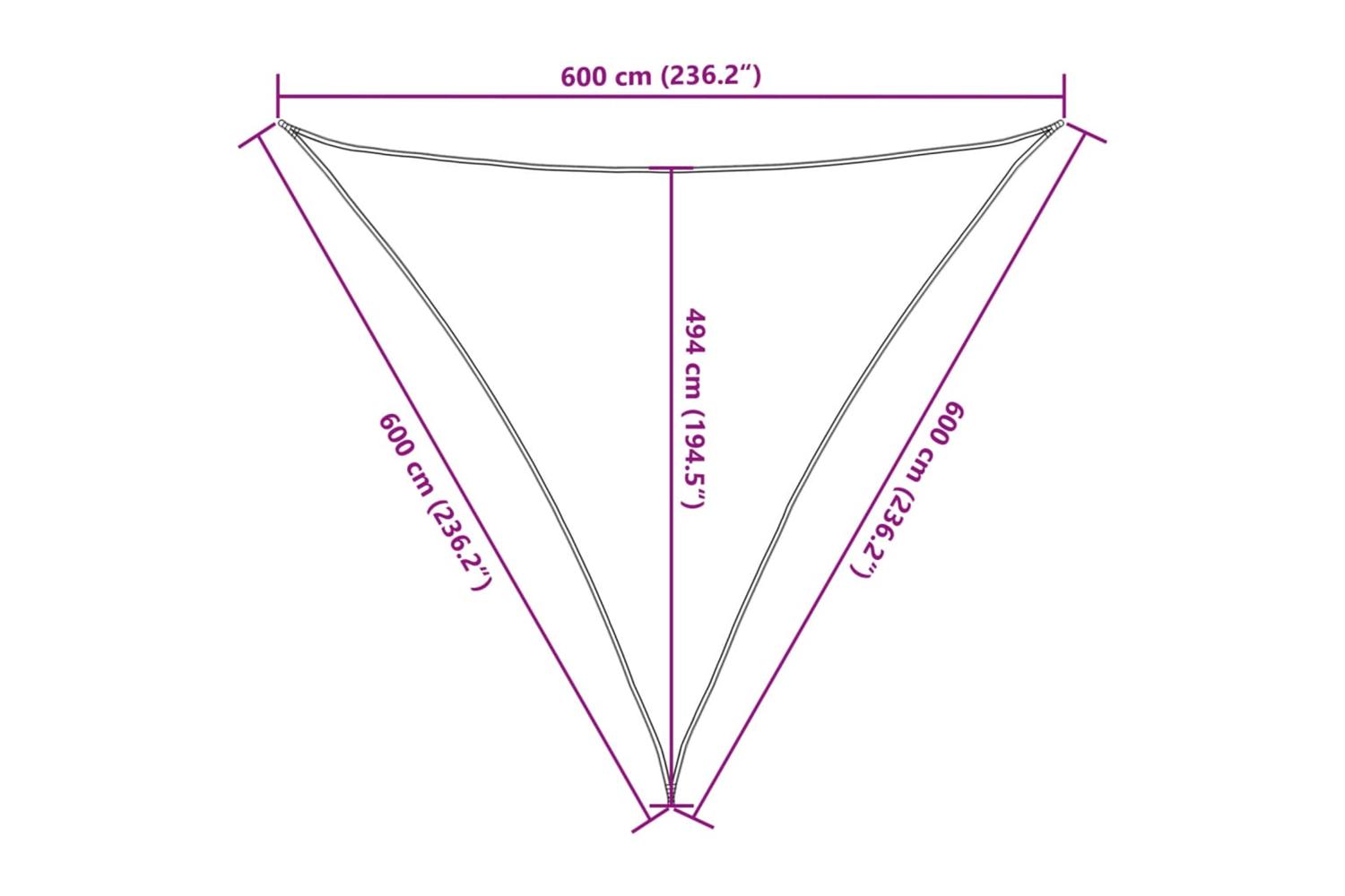 vidaXL 311267 Sunshade Sail 160 G/mÂ² White 6x6x6 M Hdpe-9