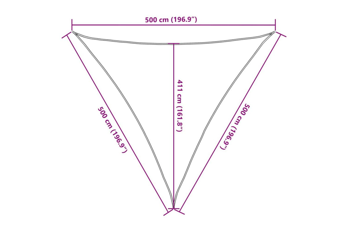 vidaXL 43019 Sunshade Sail Hdpe Triangular 5x5x5 M White-9