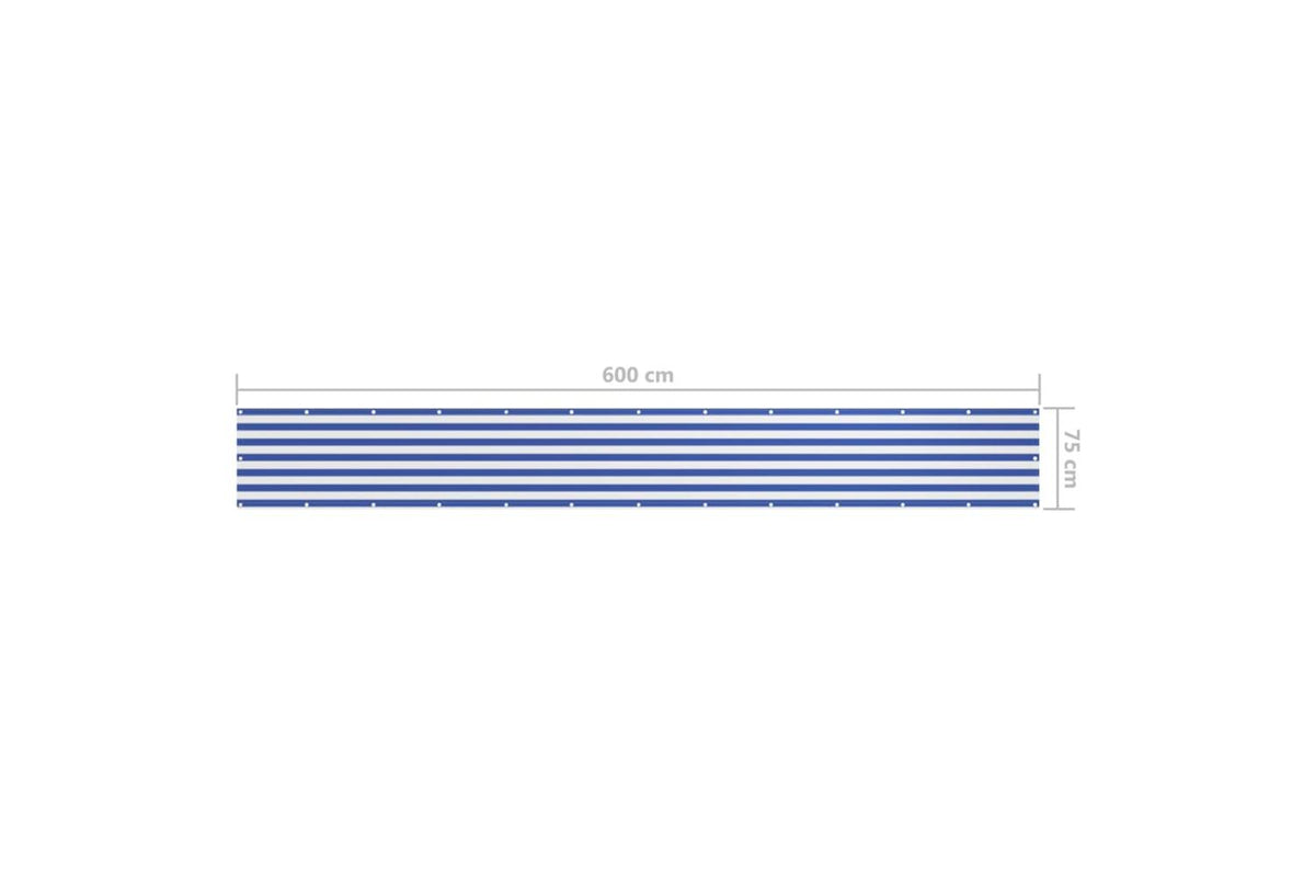 vidaXL 134915 Balcony Screen White And Blue 75x600cm Oxford Fabric-5