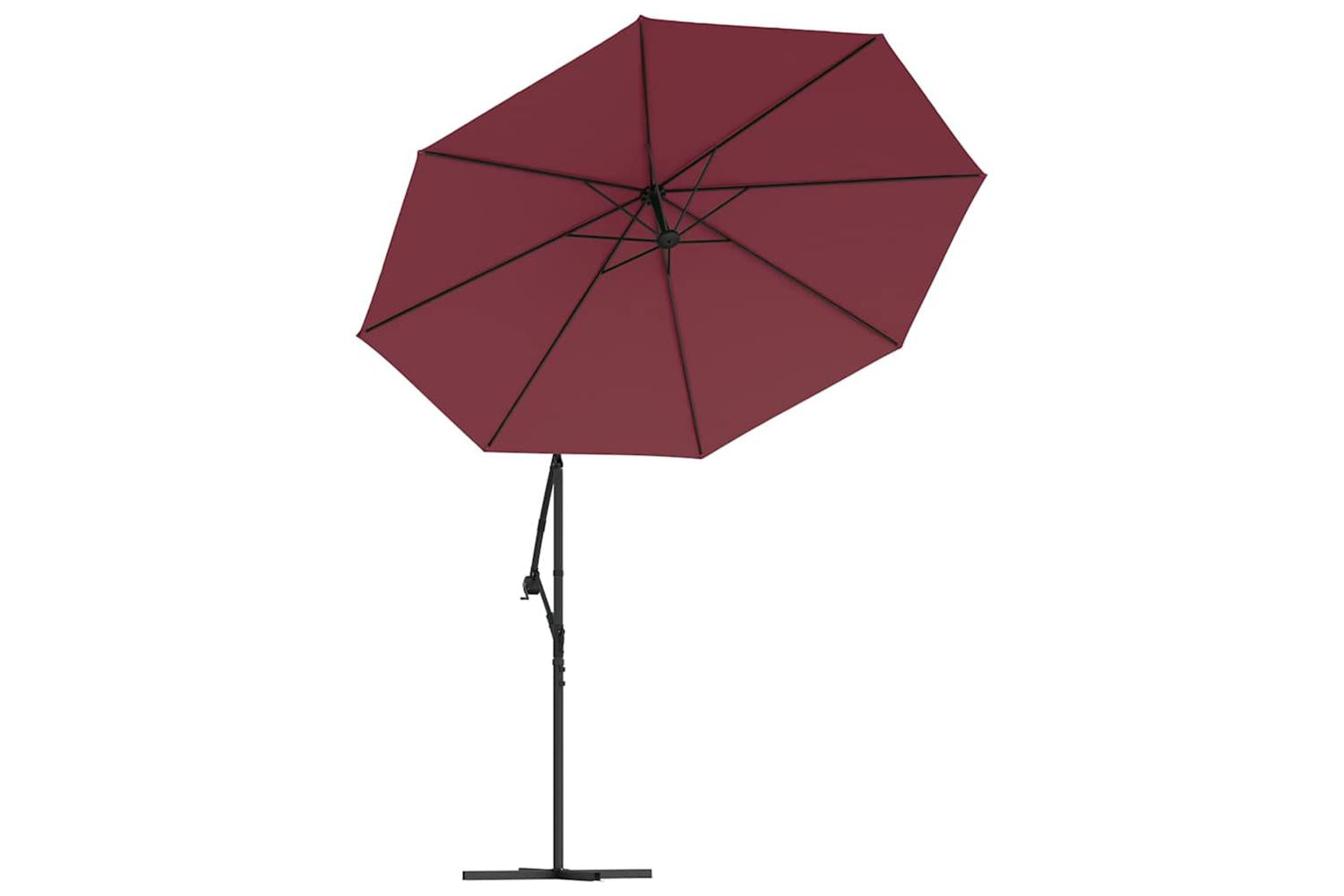 Vidaxl 313780 Cantilever Umbrella With Led Lights And Steel Pole Wine Red-5