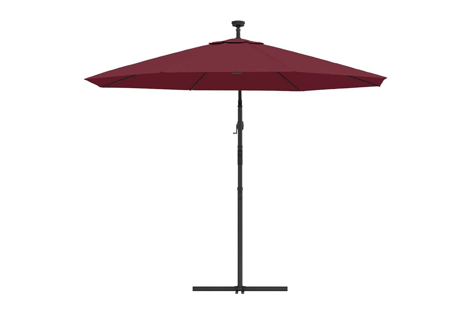Vidaxl 313780 Cantilever Umbrella With Led Lights And Steel Pole Wine Red-7