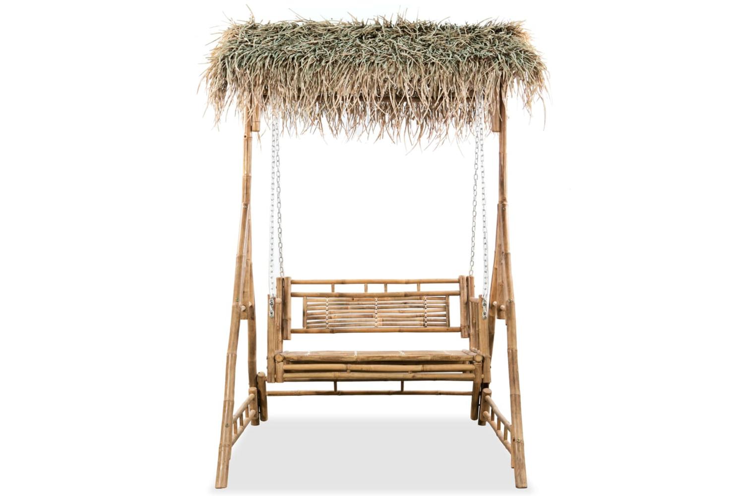 vidaXL 43712 2-seater Swing Bench With Palm Leaves Bamboo 202cm-2