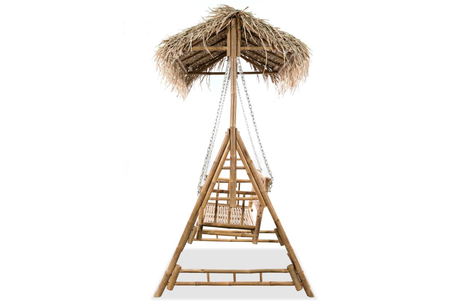 vidaXL 43712 2-seater Swing Bench With Palm Leaves Bamboo 202cm-3
