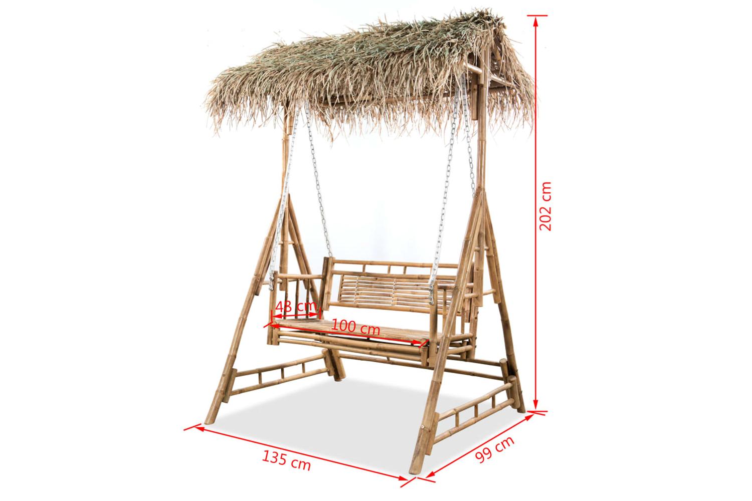 vidaXL 43712 2-seater Swing Bench With Palm Leaves Bamboo 202cm-6