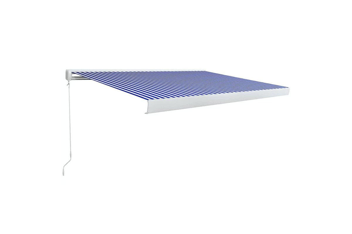 vidaXL 3052677 Manual Cassette Awning 450x300cm Blue And White-2