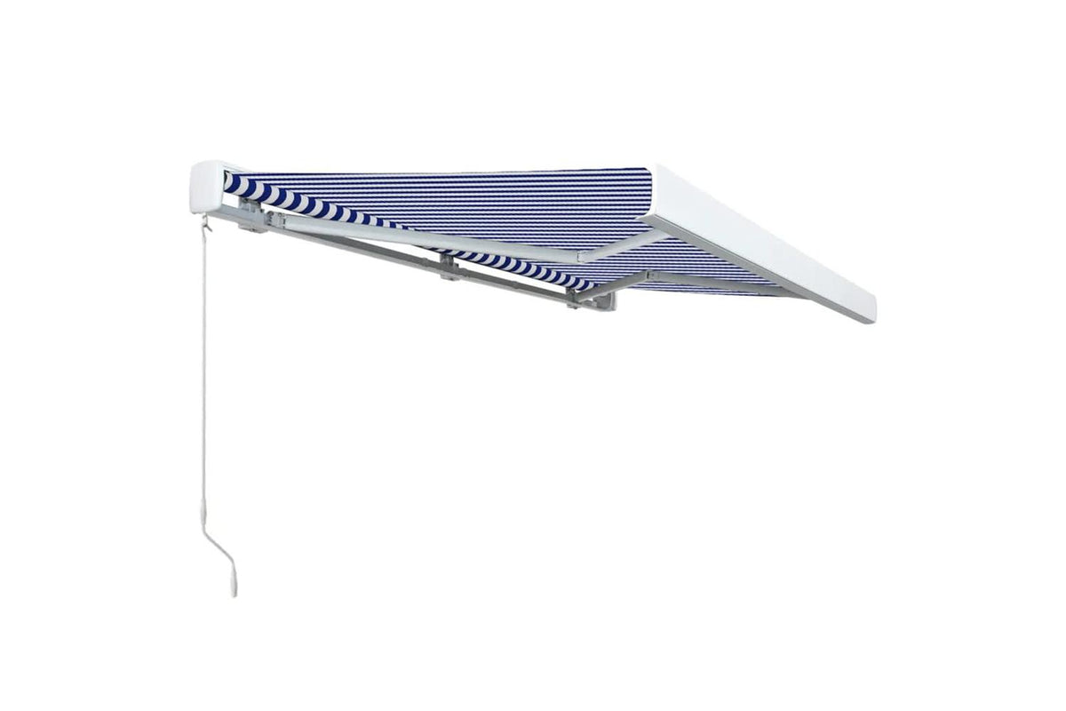 vidaXL 3052677 Manual Cassette Awning 450x300cm Blue And White-3