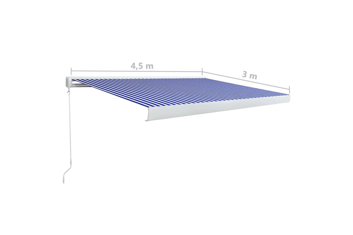 vidaXL 3052677 Manual Cassette Awning 450x300cm Blue And White-7