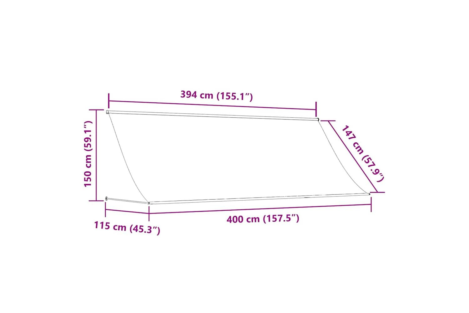 vidaXL 145899 Retractable Awning 400x150cm Orange And Brown-7