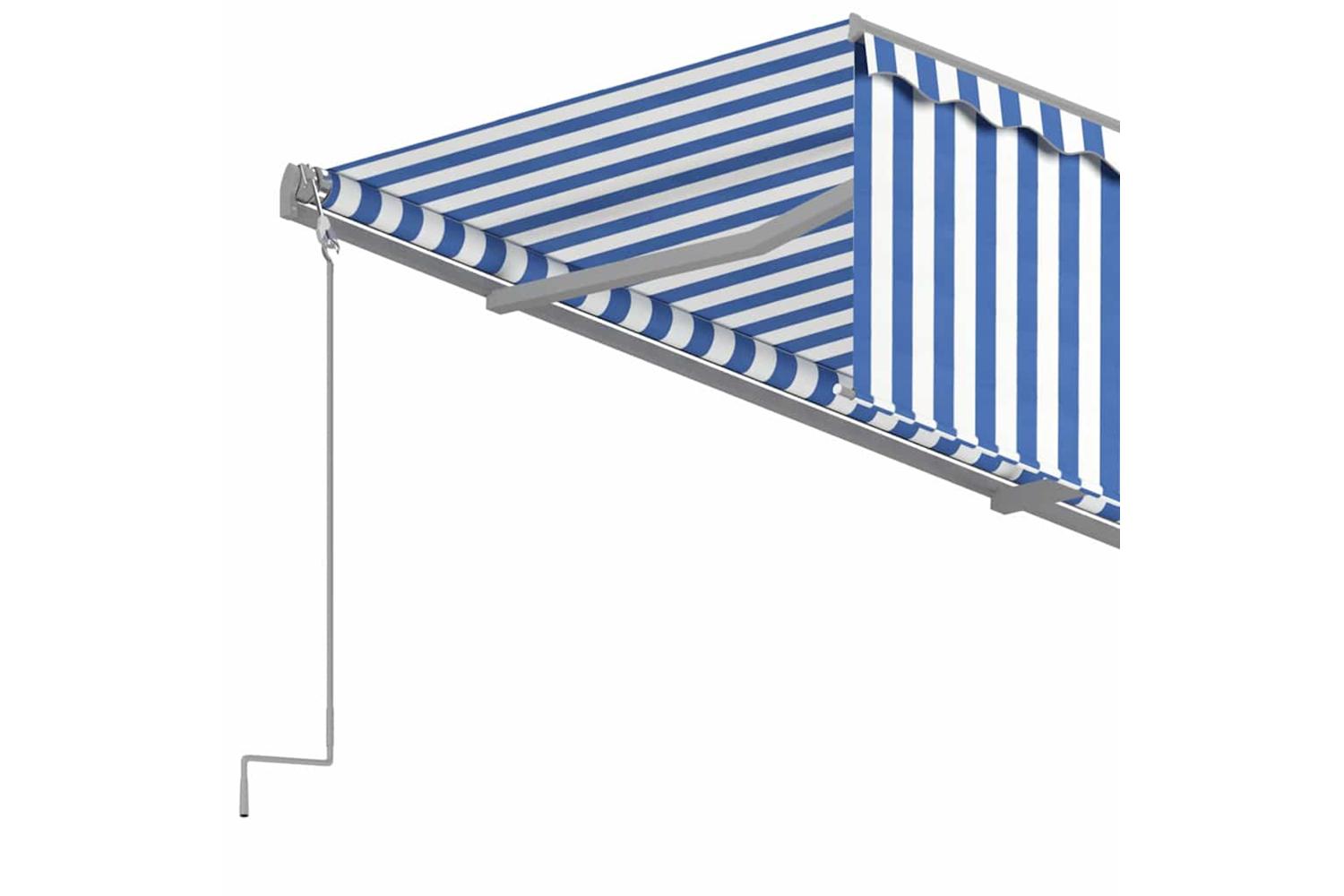 Vidaxl Manual Retractable Awning With Blind 4.5x3m Blue&white-5