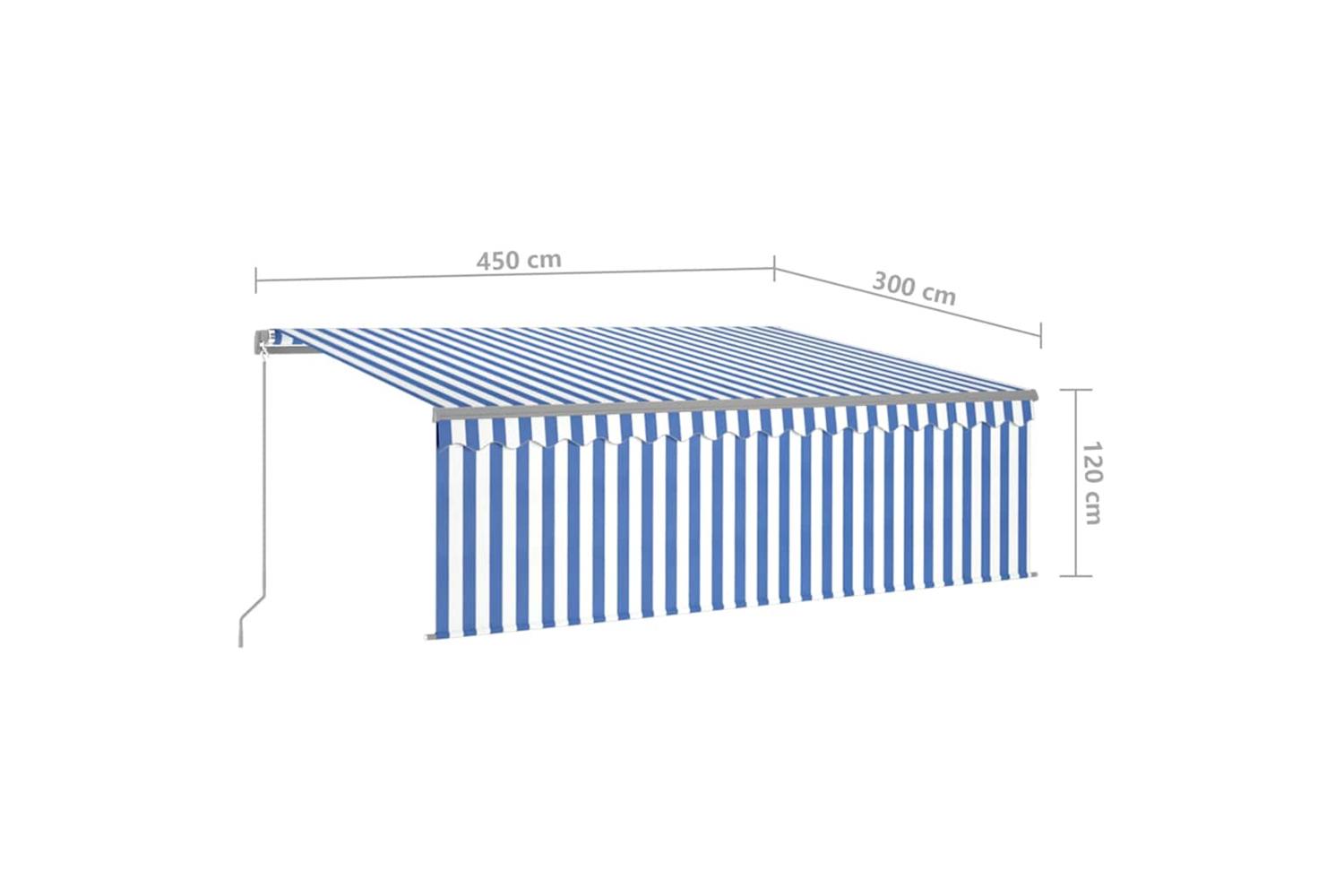 Vidaxl Manual Retractable Awning With Blind 4.5x3m Blue&white-7