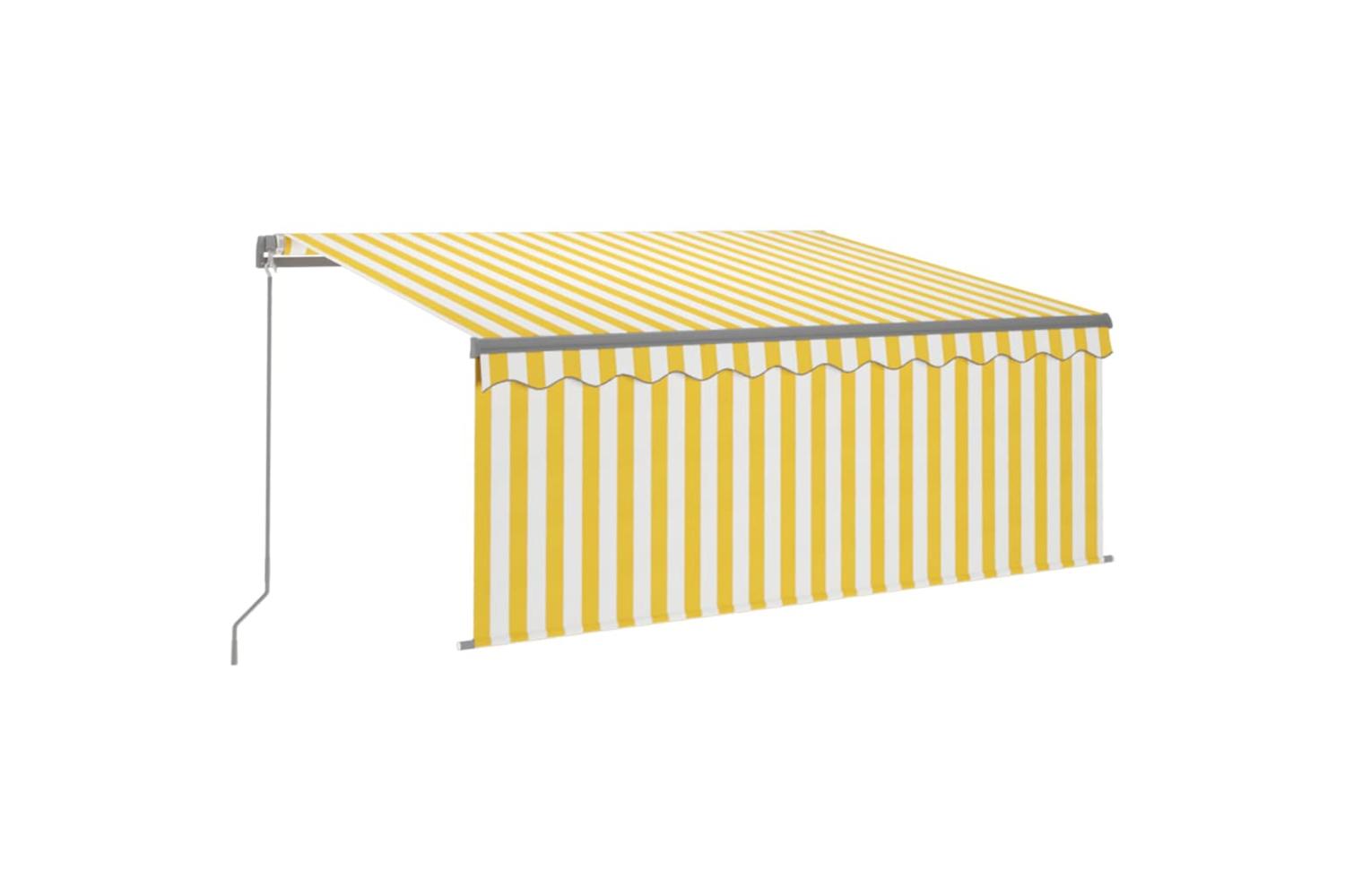Vidaxl 3069378 Manual Retractable Awning With Blind 3x2.5m Yellow&white