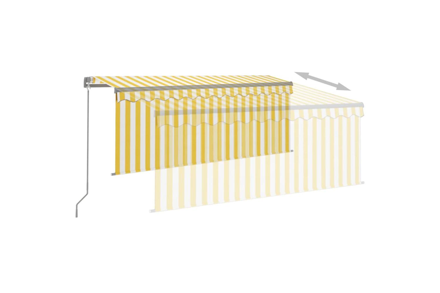 Vidaxl 3069378 Manual Retractable Awning With Blind 3x2.5m Yellow&white-4