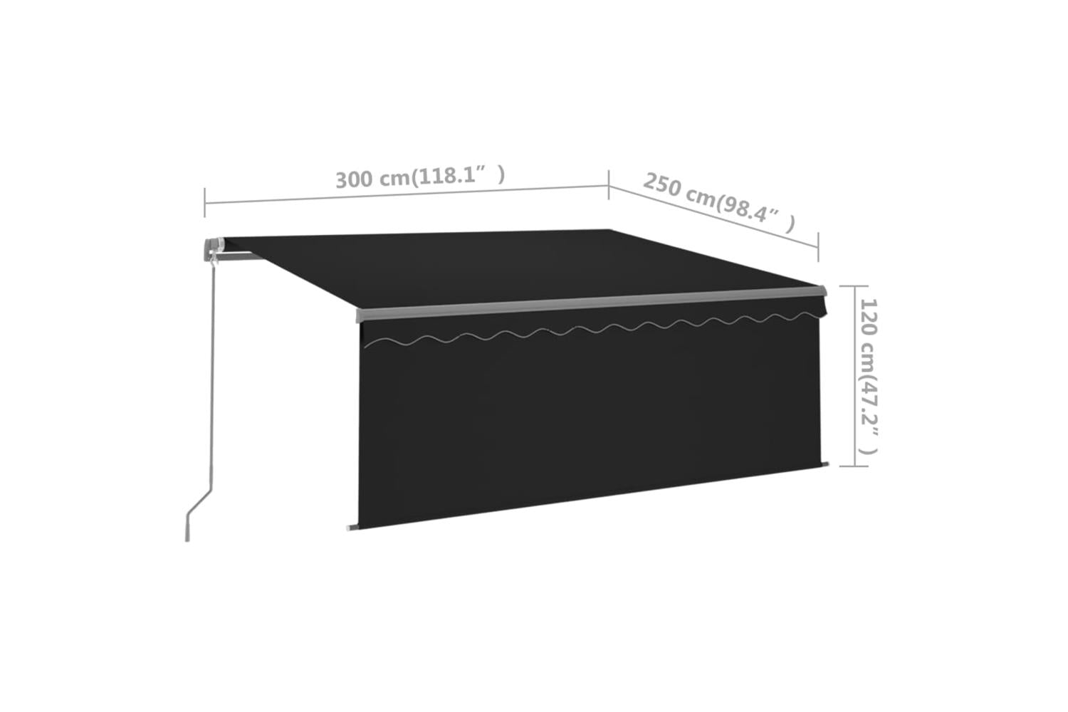 Vidaxl 3069379 Manual Retractable Awning With Blind 3x2.5m Anthracite-7