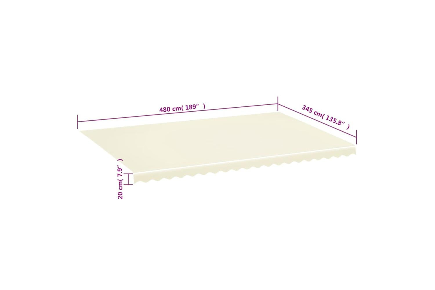 Vidaxl Replacement Fabric For Awning Cream 5x3.5 M-6
