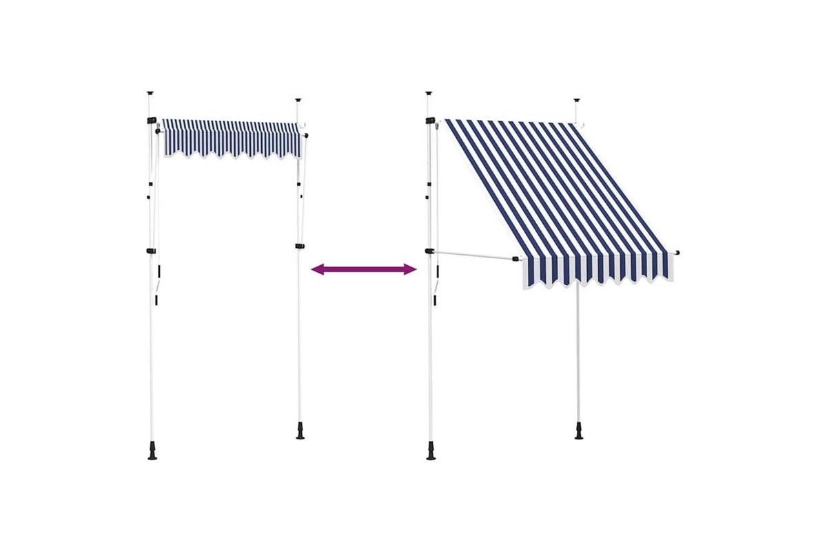 vidaXL 43219 Manual Retractable Awning 150cm Blue And White Stripes-5