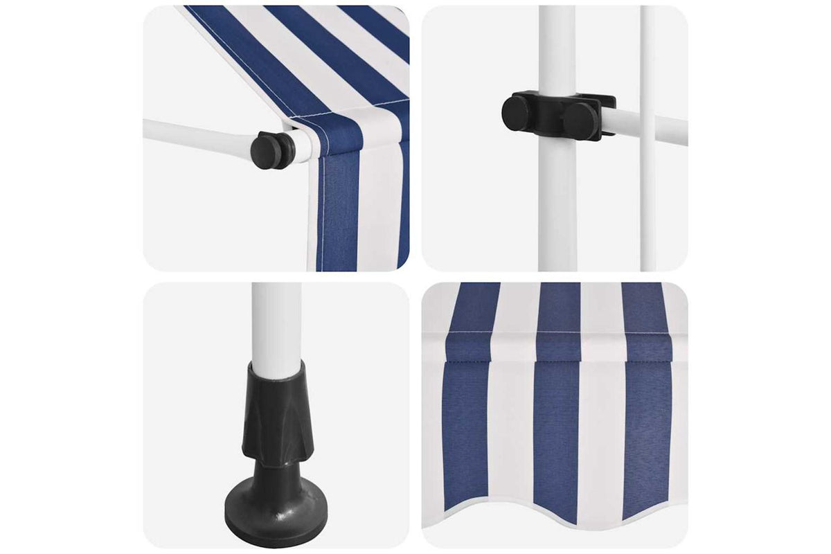 vidaXL 43219 Manual Retractable Awning 150cm Blue And White Stripes-6
