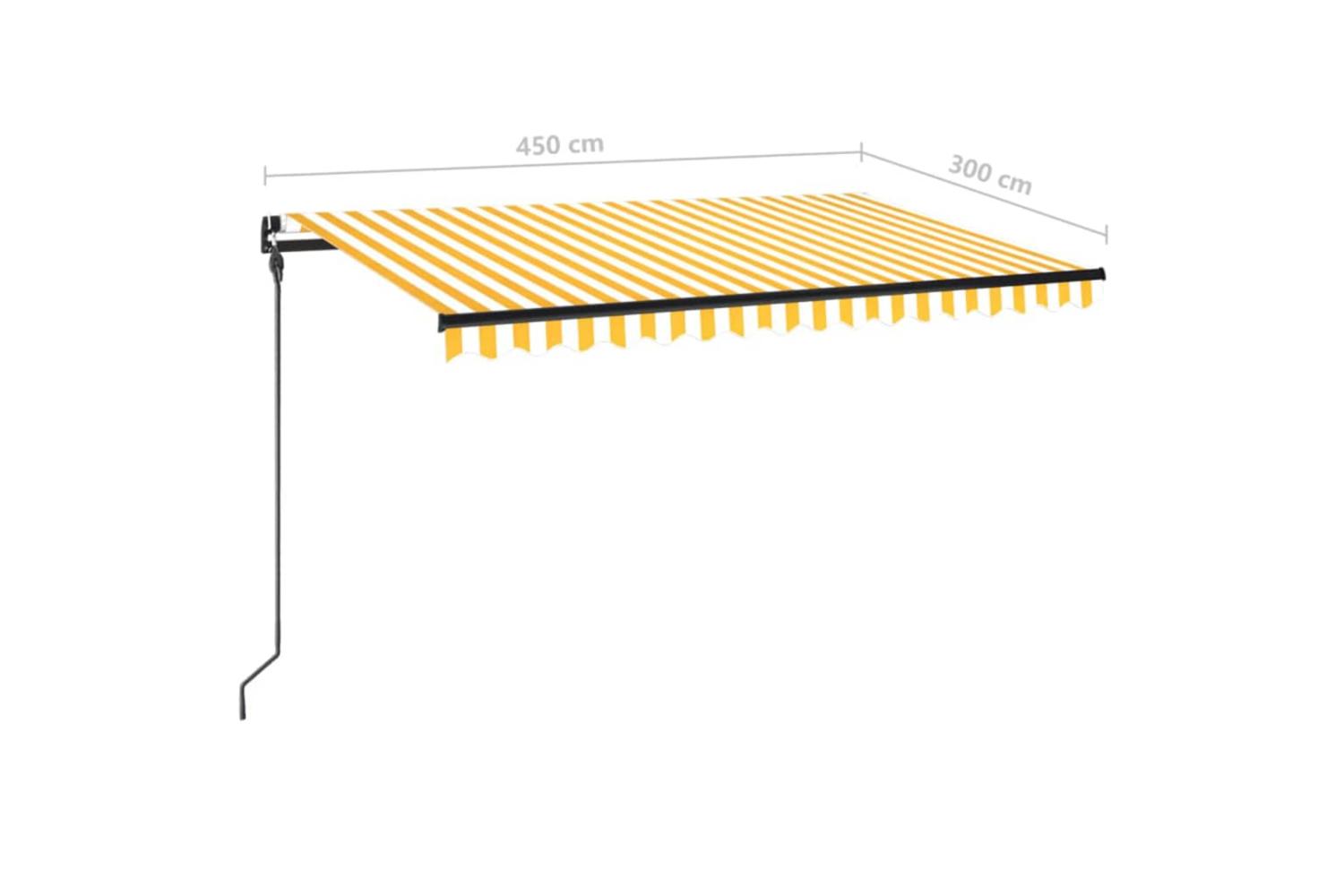 vidaXL 3069118 Manual Retractable Awning 450x300cm Yellow And White-7