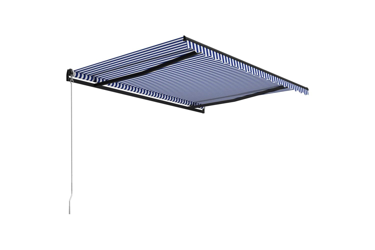 vidaXL 3055194 Manual Retractable Awning 450x300cm Blue And White-3