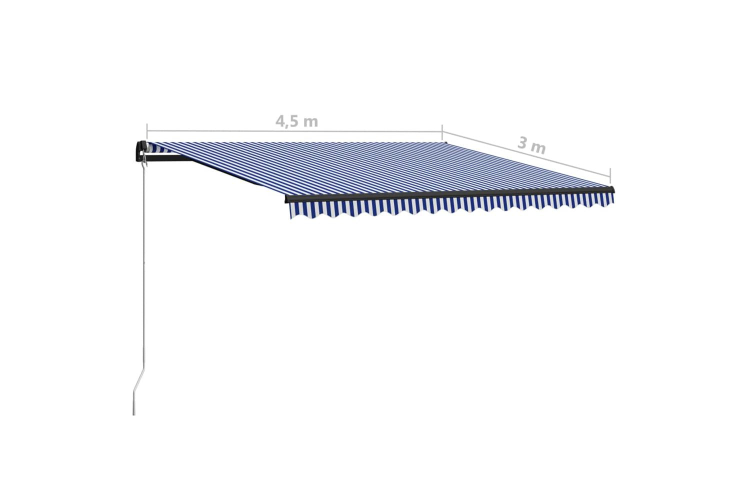 vidaXL 3055194 Manual Retractable Awning 450x300cm Blue And White-7