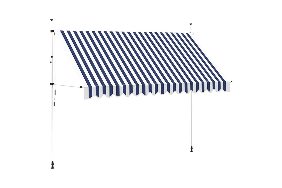 vidaXL 43223 Manual Retractable Awning 350cm Blue And White Stripes