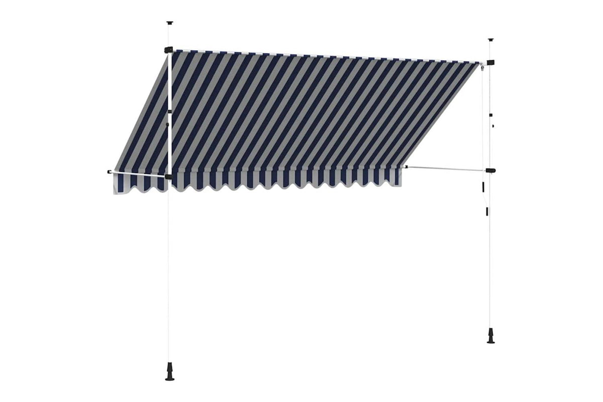 vidaXL 43223 Manual Retractable Awning 350cm Blue And White Stripes-4