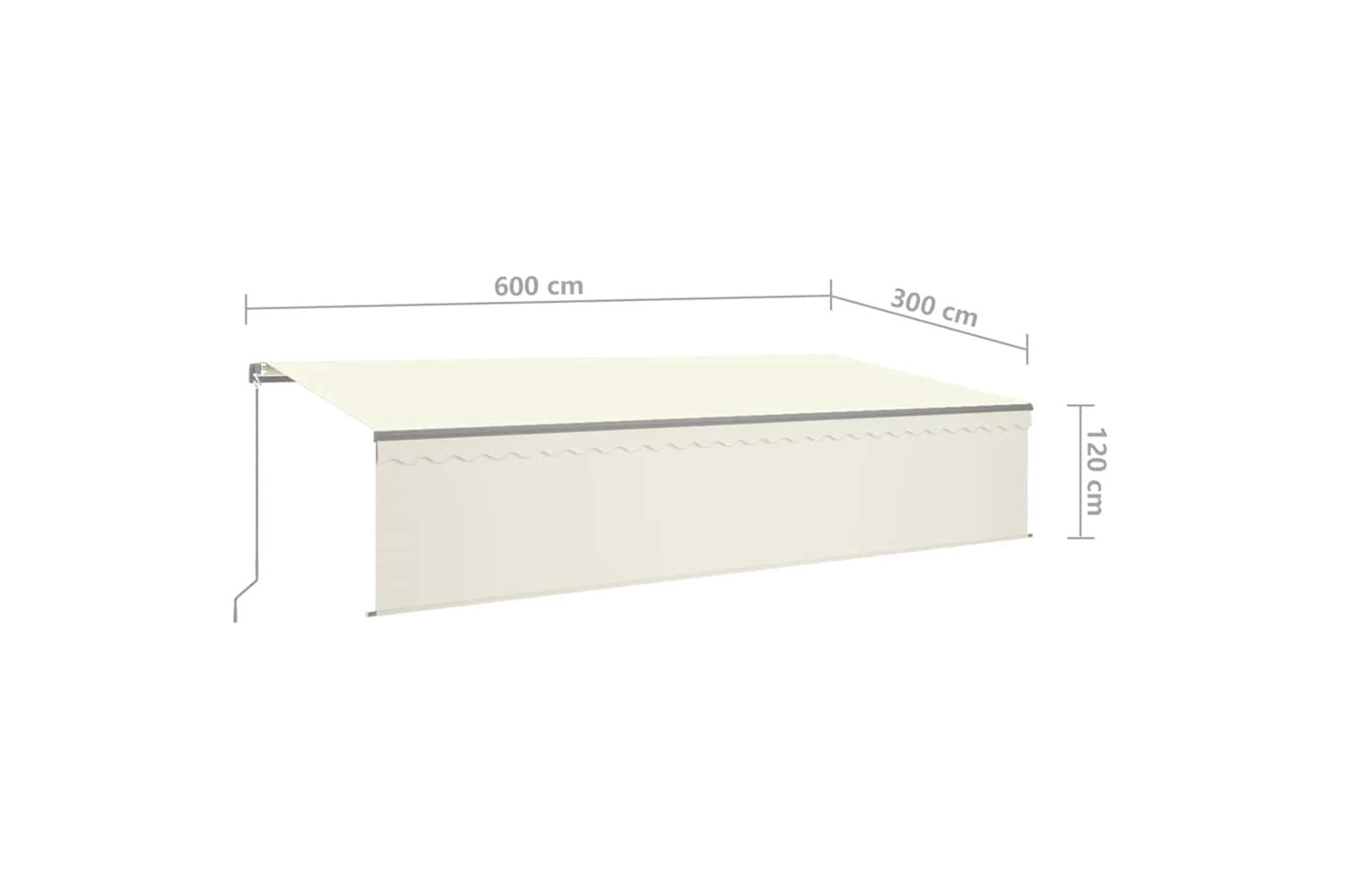 Vidaxl 3069477 Manual Retractable Awning With Blind 6x3m Cream-7