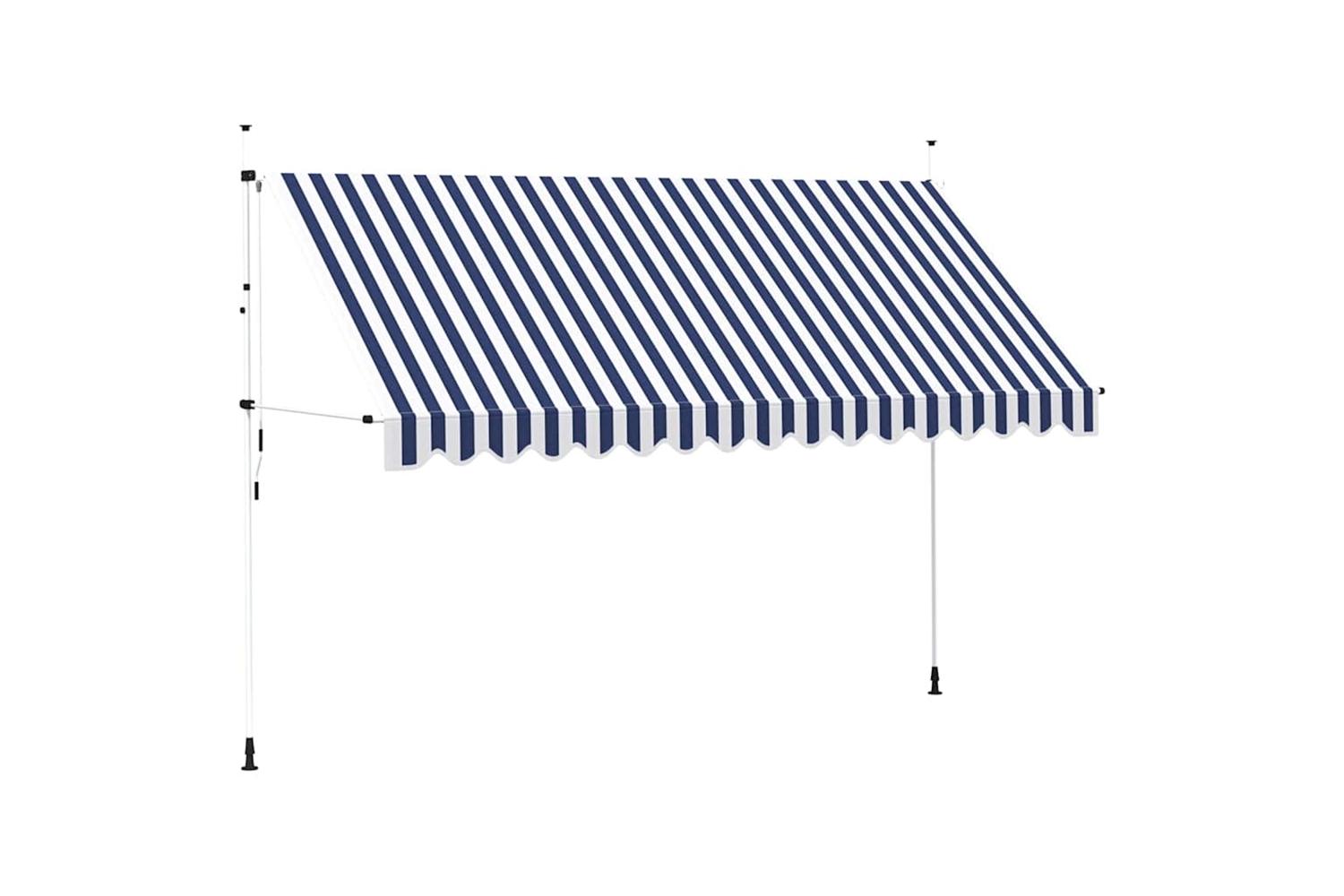 vidaXL 43224 Manual Retractable Awning 400cm Blue And White Stripes