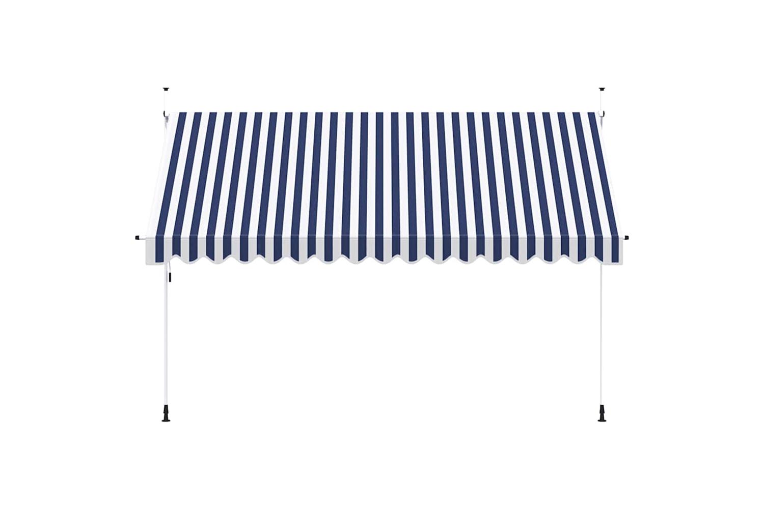 vidaXL 43224 Manual Retractable Awning 400cm Blue And White Stripes-2