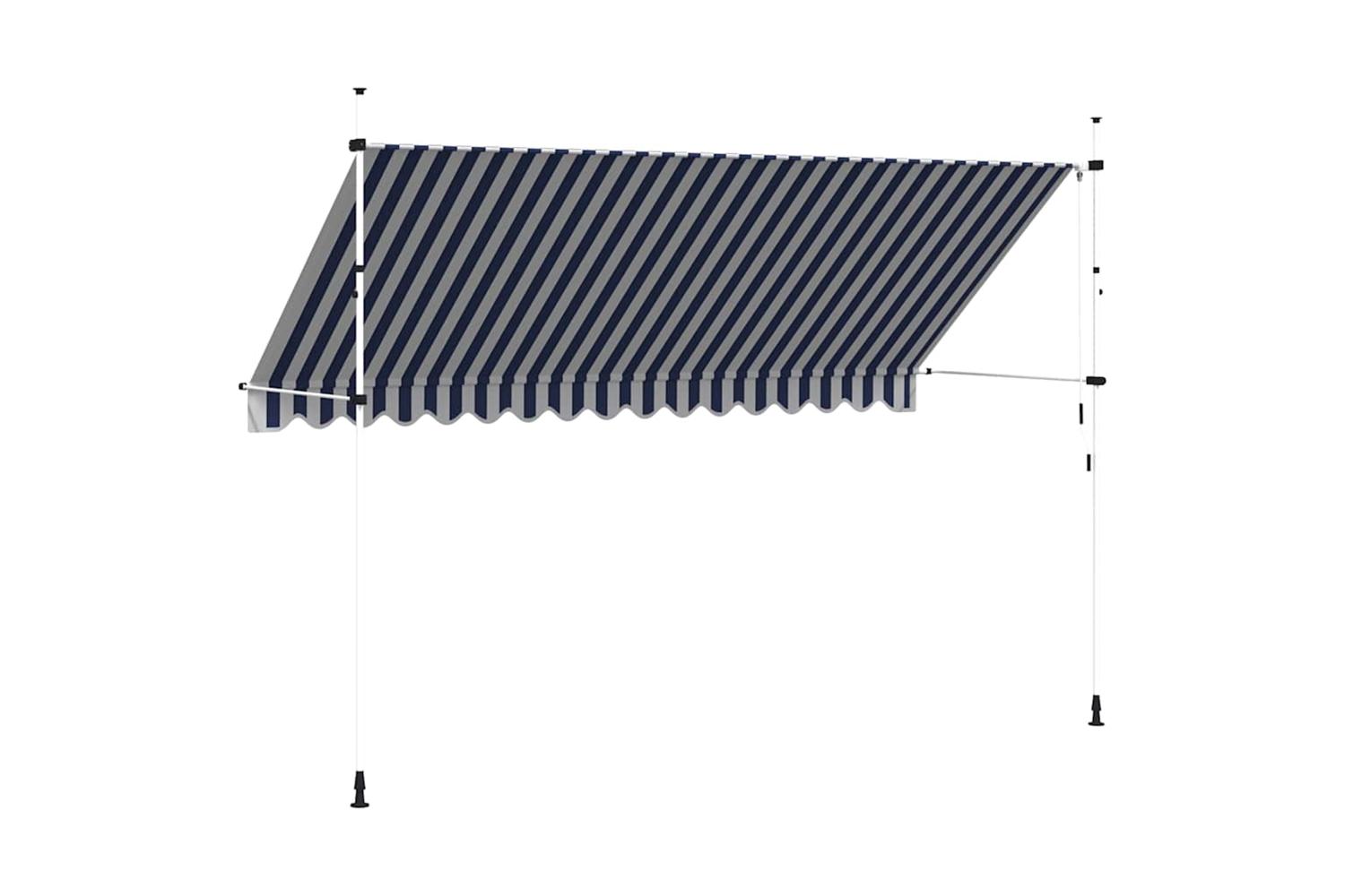vidaXL 43224 Manual Retractable Awning 400cm Blue And White Stripes-4